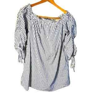 Listicle Blue and White Stripe Top Size Medium